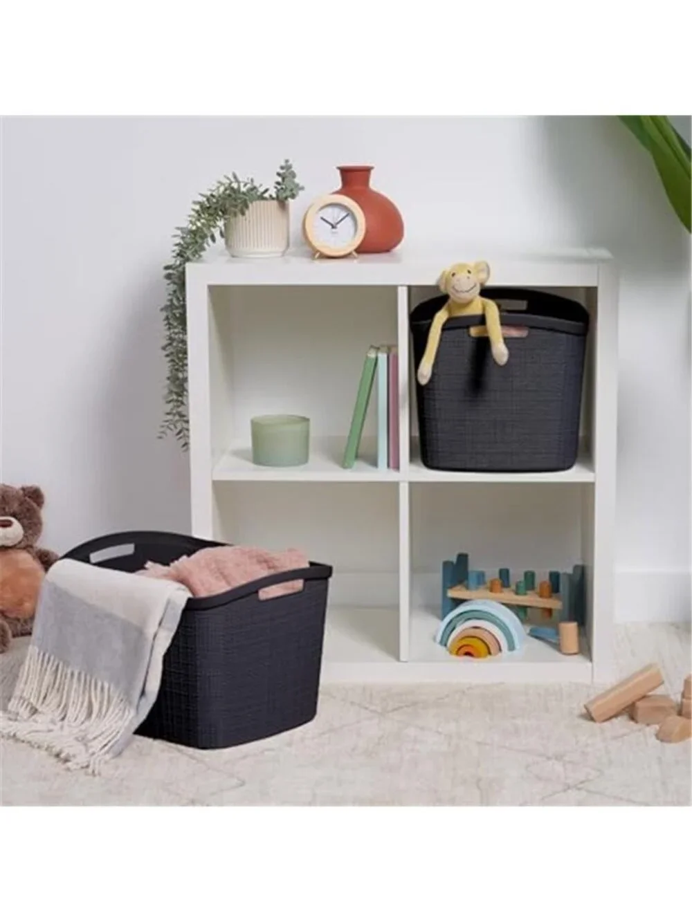 Set of 2 XL 30.5L Jute Decorative Plastic Organization and Storage